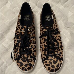 Kate Spade Black and Brown Animal Print Sneakers size 10.5 new without box